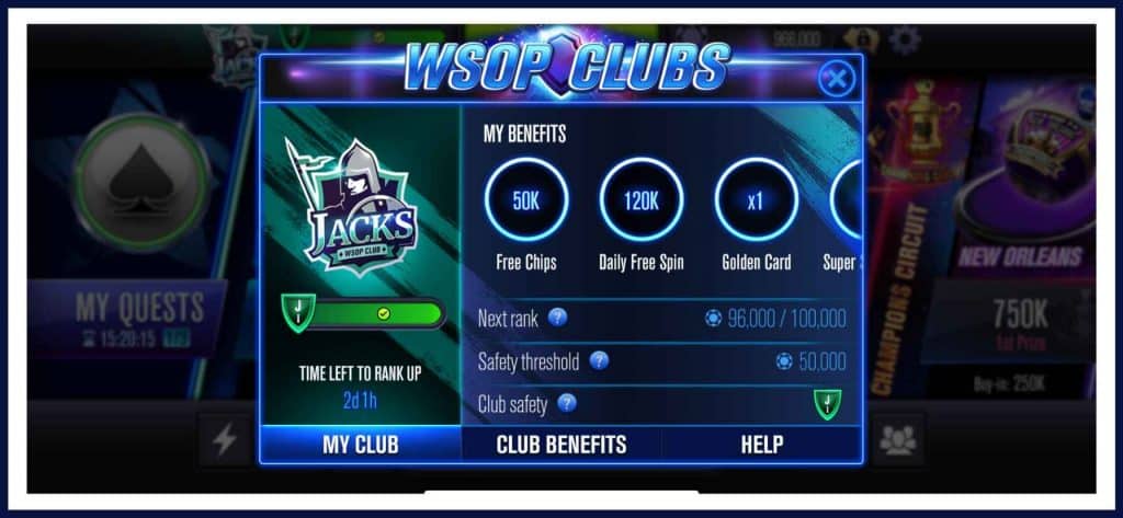 Upgrade Clubs And WSOP Free Chips