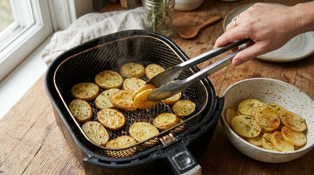 Making crispy air fryer potato chips