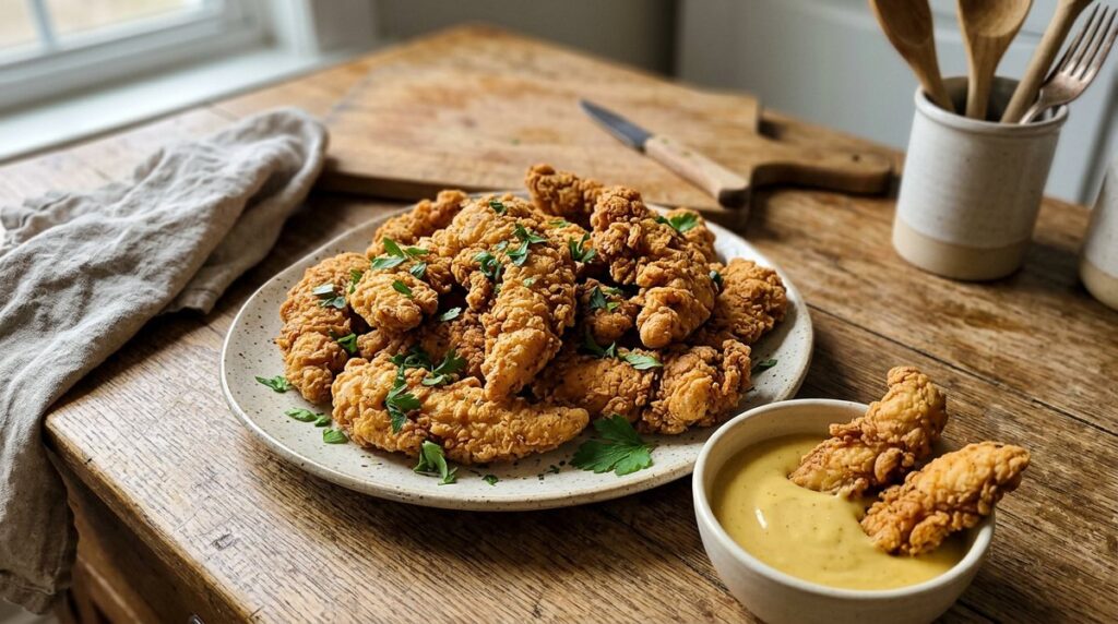 Crispy Chicken Tenders with Honey Mustard Sauce
