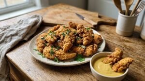 Crispy Chicken Tenders with Honey Mustard Sauce