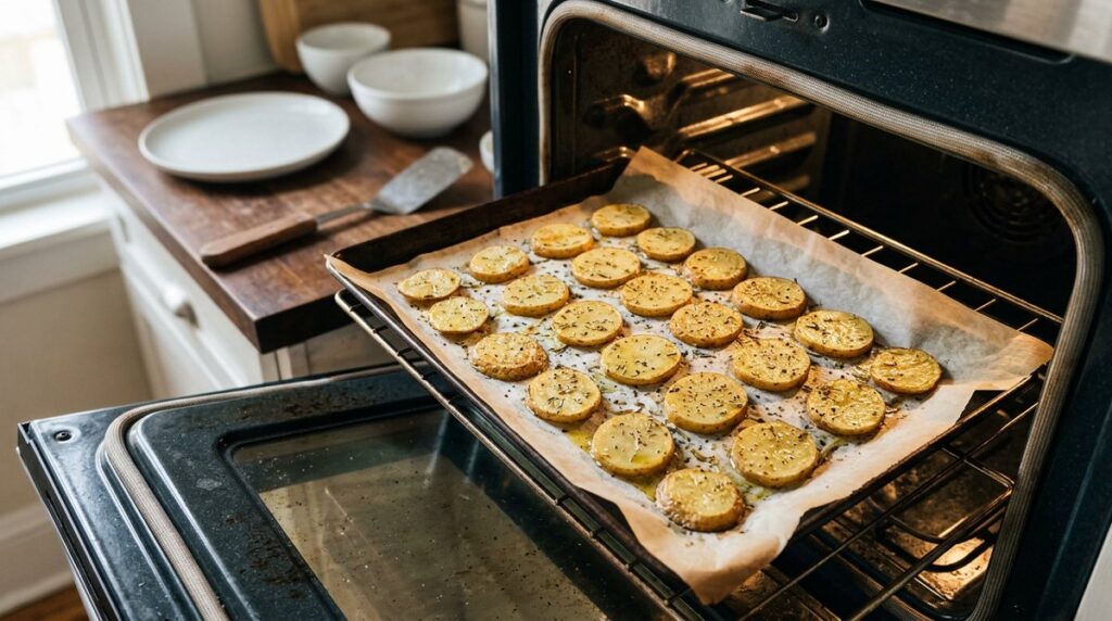 Making crispy oven-baked potato chips (never soggy)