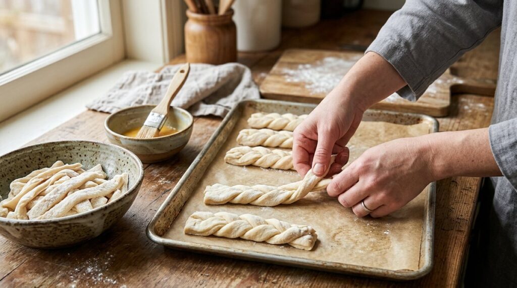 Making herb and cheese straws from simple pantry dough