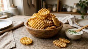 Homemade Waffle-Cut Potato Chips with a Crinkle Cutter