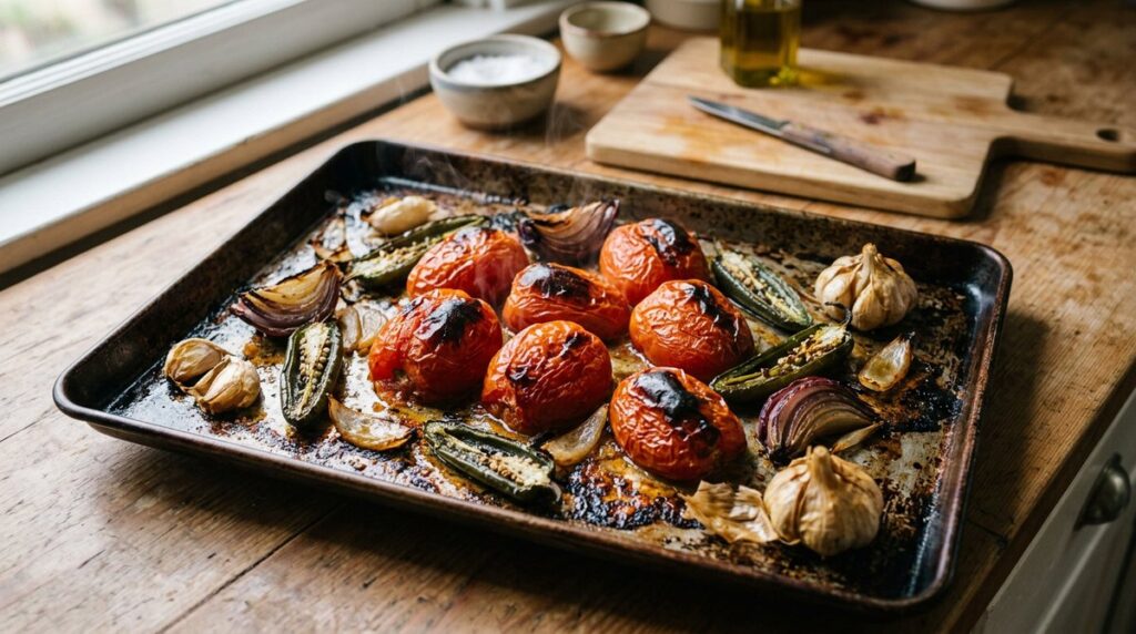 Making smoky oven-roasted tomato salsa