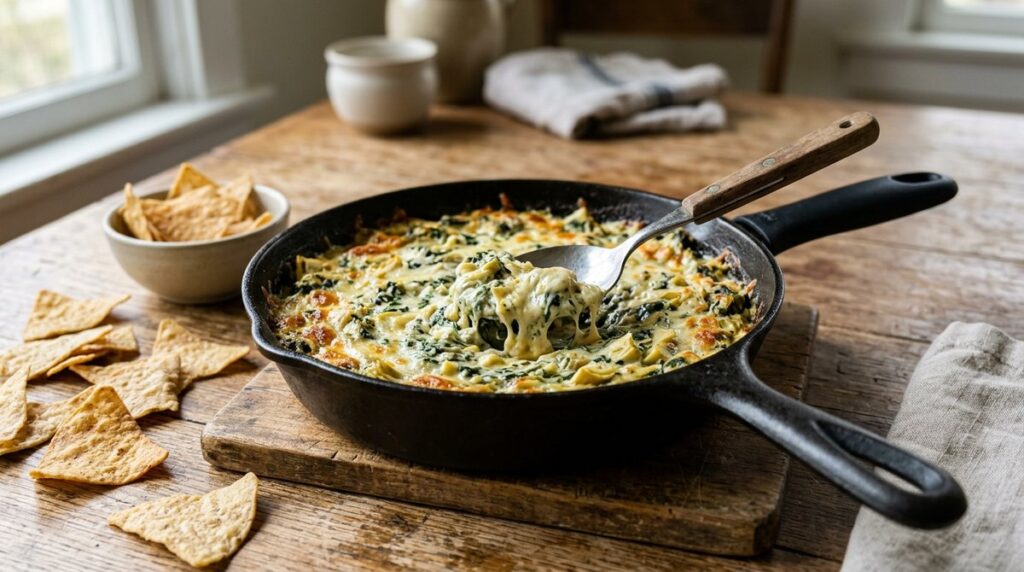 Warm Cheesy Spinach and Artichoke Dip